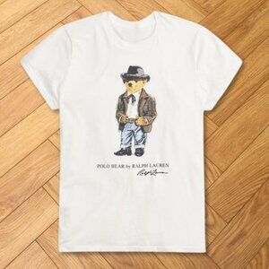 White - Polo Bear Crewneck Tee by Ralph Lauren Vintage Retro REPRINT